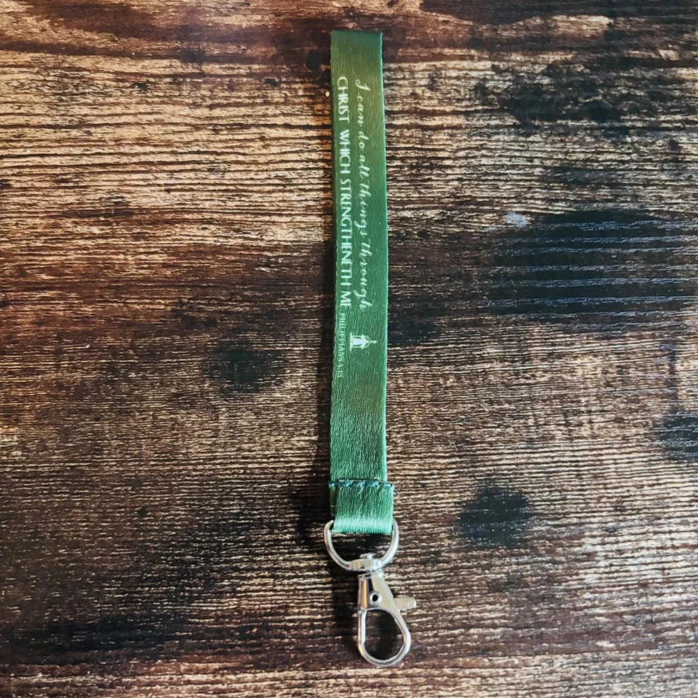 Green Philippians 4:13 Scripture Wristlet Lanyard Keychain Religious Faith Gift